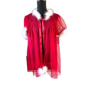 Seductivewear Cinema E Toile Red Christmas Mrs Claus lingerie sheer sz MD NEW